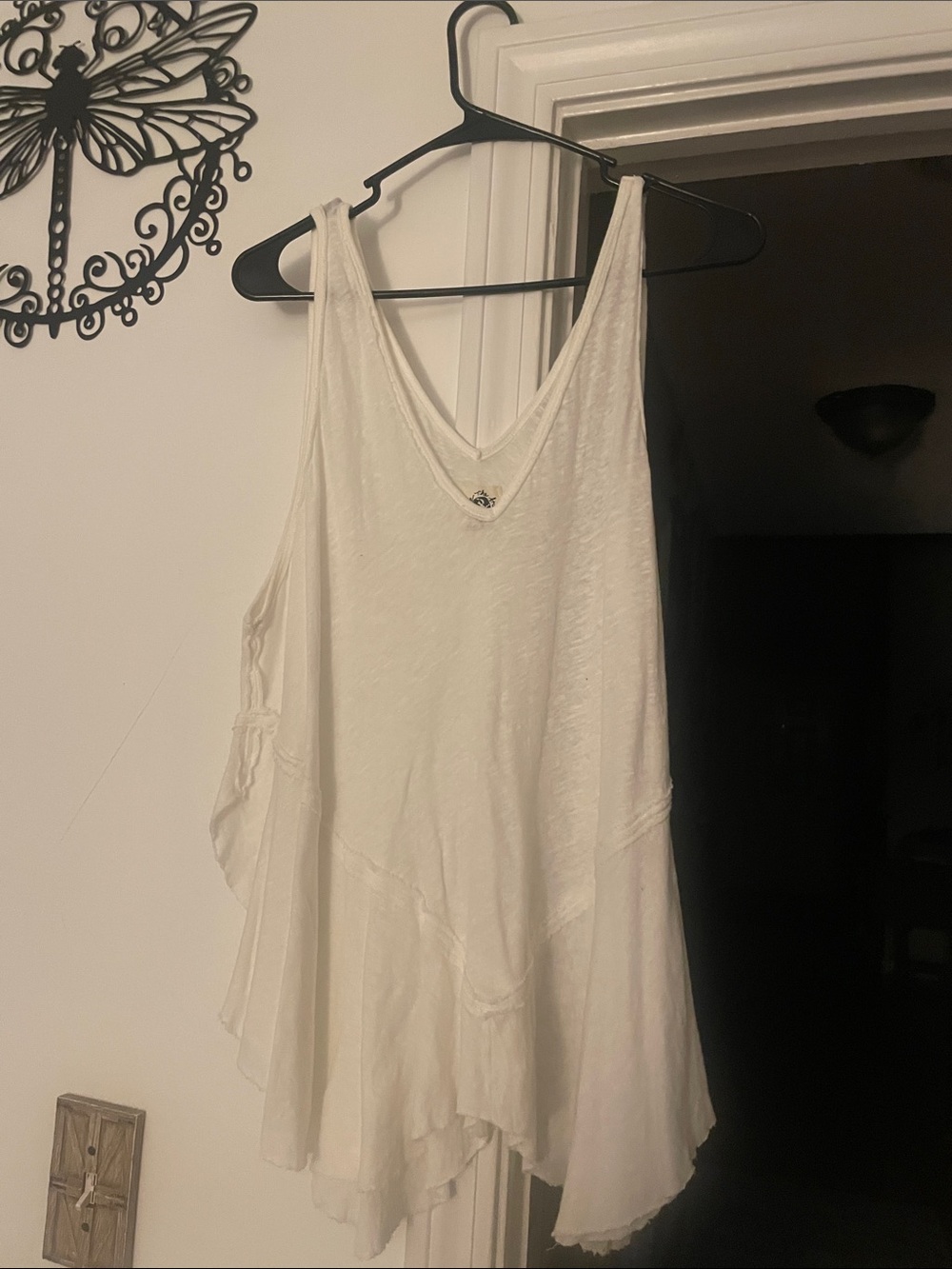 Women's White V-Neck Flowy Tank Top